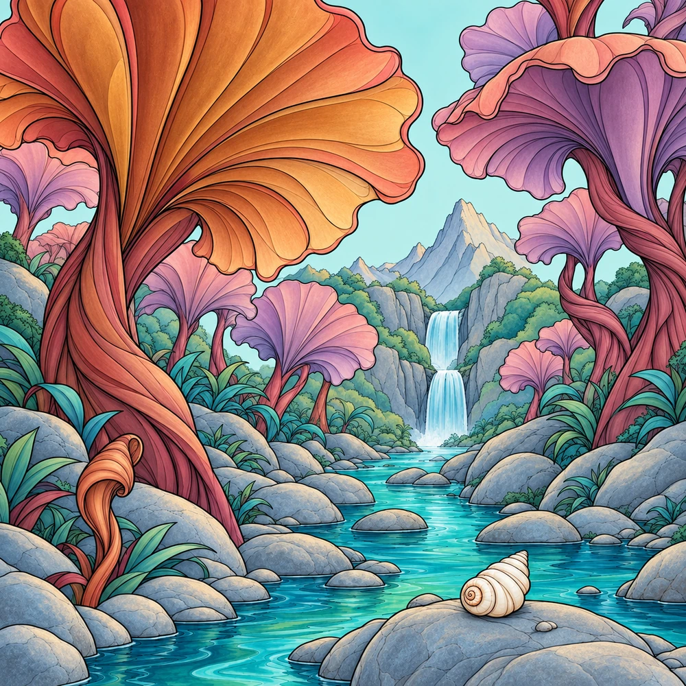 The Forest of Shell Leaves – digital color study: Your imagination